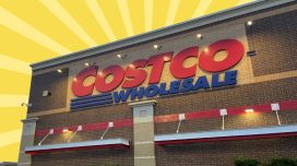 costco storefront on yellow designed background