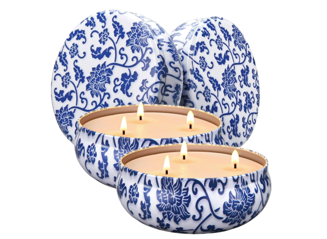 covered decorative tin citronella candles