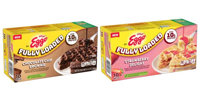 eggo fully loaded chocolate chip brownie and strawberry delight waffles
