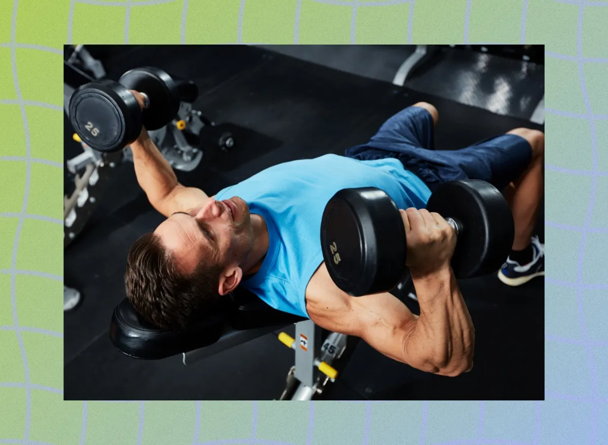 man doing dumbbell press or dumbbell chest fly