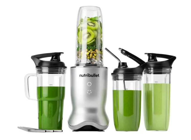 nutribullet ultra deluxe blender and cups with stainless steel straws