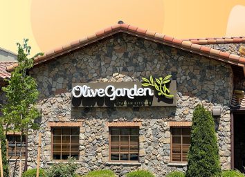 Olive Garden exterior on yellow backdrop design