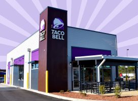 taco bell exterior on a designed background