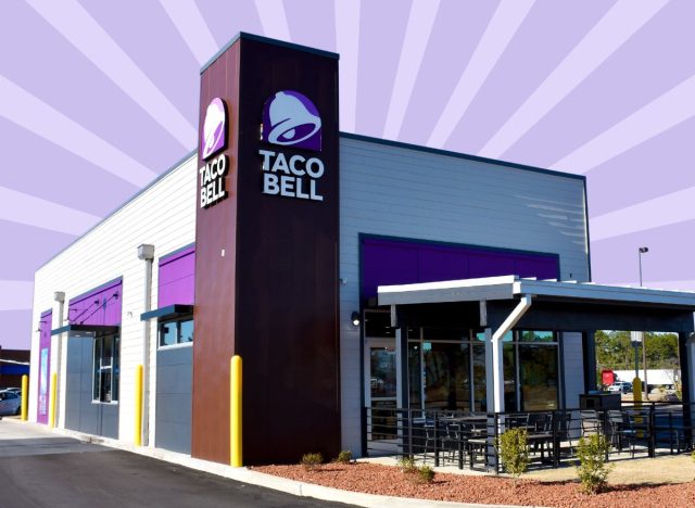 exterior of taco bell on a designed background