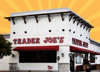 trader joe's store on a designed background