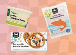 Whole Foods breakfast concept design, products to make waffles with cottage cheese and lox