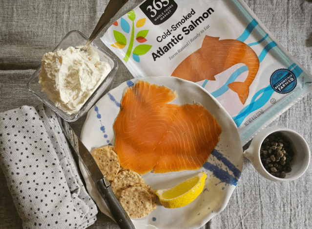 365 salmon on a plate with fixings 