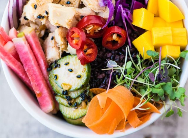 poke bowl made with canned tuna