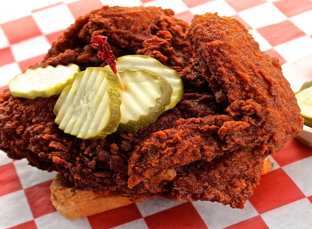 hot chicken on checkered paper