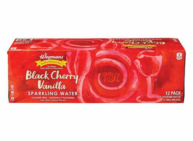 a 12 pack of wegmans black cherry vanilla sparkling water