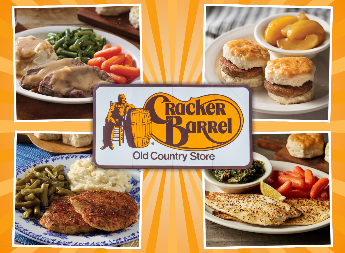 collage of healthy cracker barrel menu items