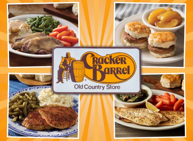 collage of healthy cracker barrel menu items