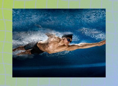 fit man swimming