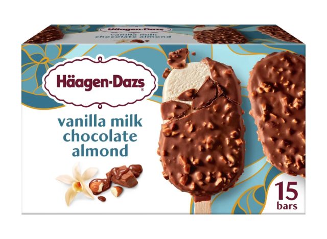 box of häagen-dazs vanilla milk chocolate almond bars