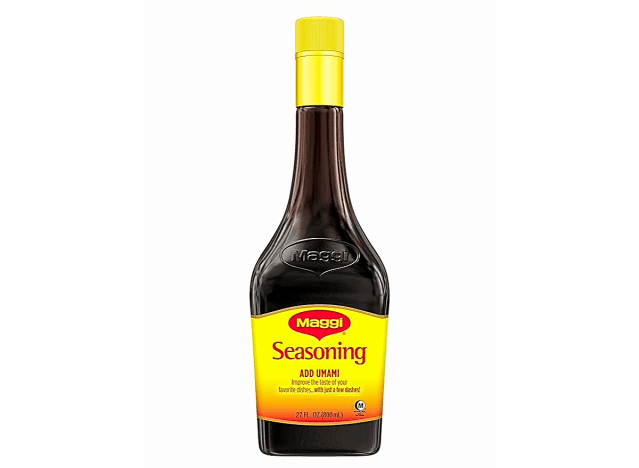 a photo of maggi liquid seasoning on a white background