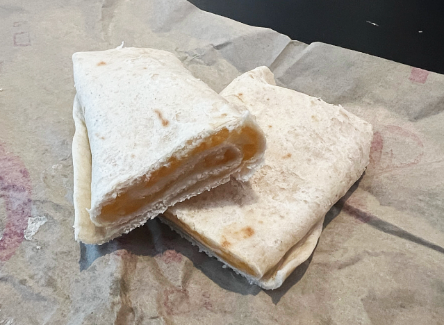 taco bell cheesy roll up cut in half