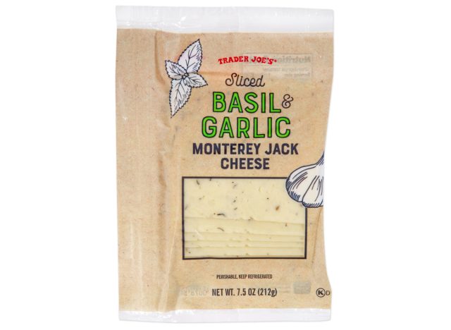 trader joe's sliced basil & garlic monterey jack cheese