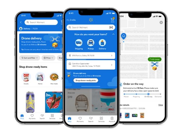 walmart drone delivery app screenshots