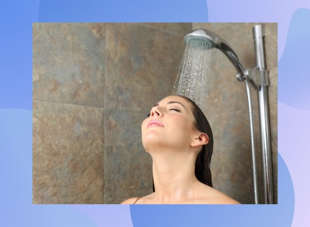 woman taking a cold shower