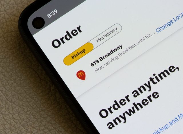McDonald's app screen