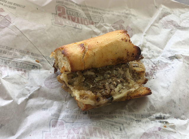 penn station snack size cheesesteak on wrapper 