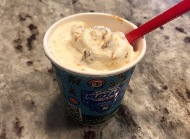 reeses fluffernutter blizzard on a counter