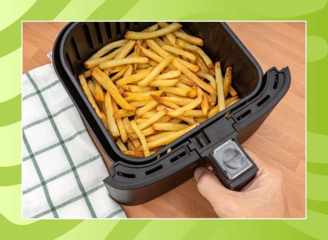 fries inside an air fryer basket