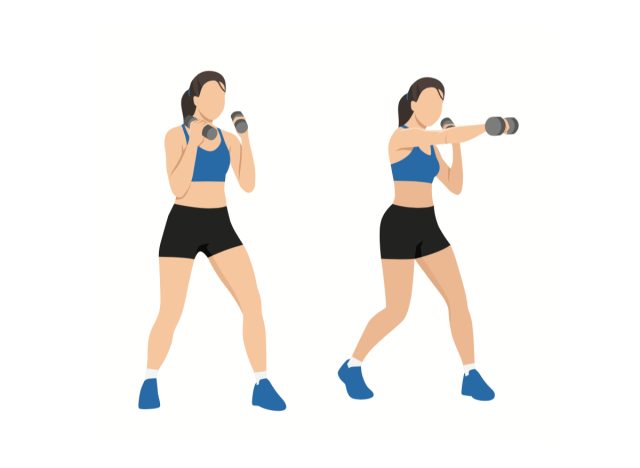 woman doing dumbbell punches