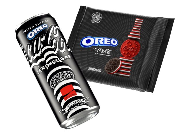 can of oreo zero-sugar coca-cola and package of coca-cola-flavored oreos