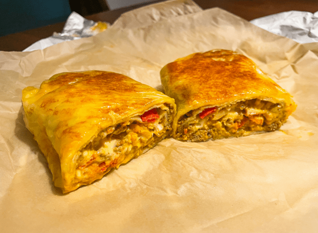 taco bell grilled cheese burrito cut in half