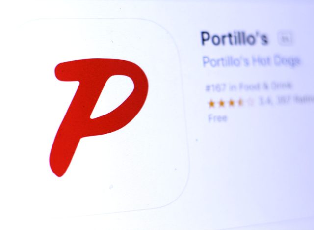 Portillo's app in play store. close-up on the laptop screen.