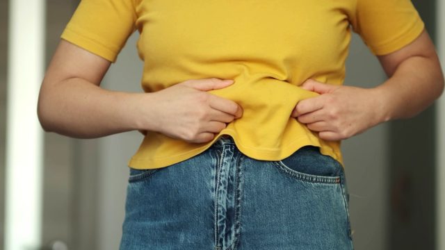 Woman body fat belly