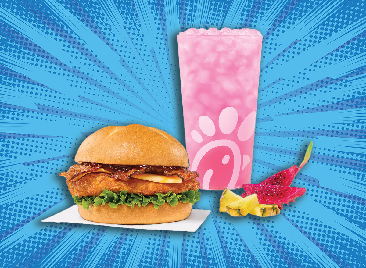 Chick-fil-A Smokehouse BBQ Bacon Sanwich and Pineapple Dragonfruit Beverages