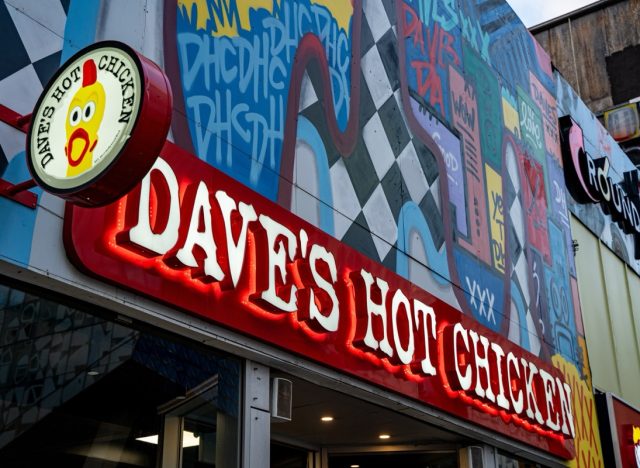 Dave's Hot Chicken restaurant logo sign in Downtown Toronto. Dave's Hot Chicken is an American fast casual restaurant chain. Toronto, Canada - December 15, 2024.
