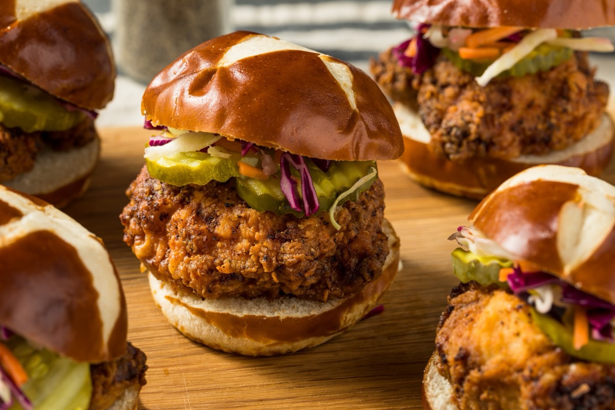 Fried Chicken Sandwich Sliders with PIckles and Coleslaw