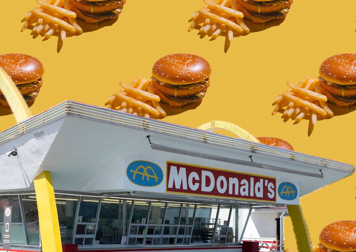 Burger,With,Fries,On,Yellow,Background