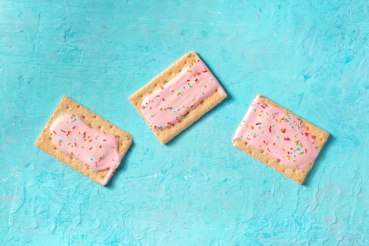 Pop,Tarts,,Overhead,Flat,Lay,Shot,On,A,Blue,Background