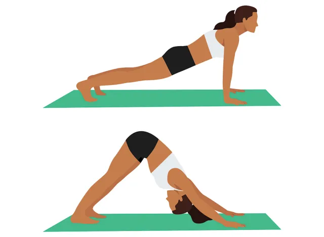 Plank to Downward Dog, Renegade Rows 