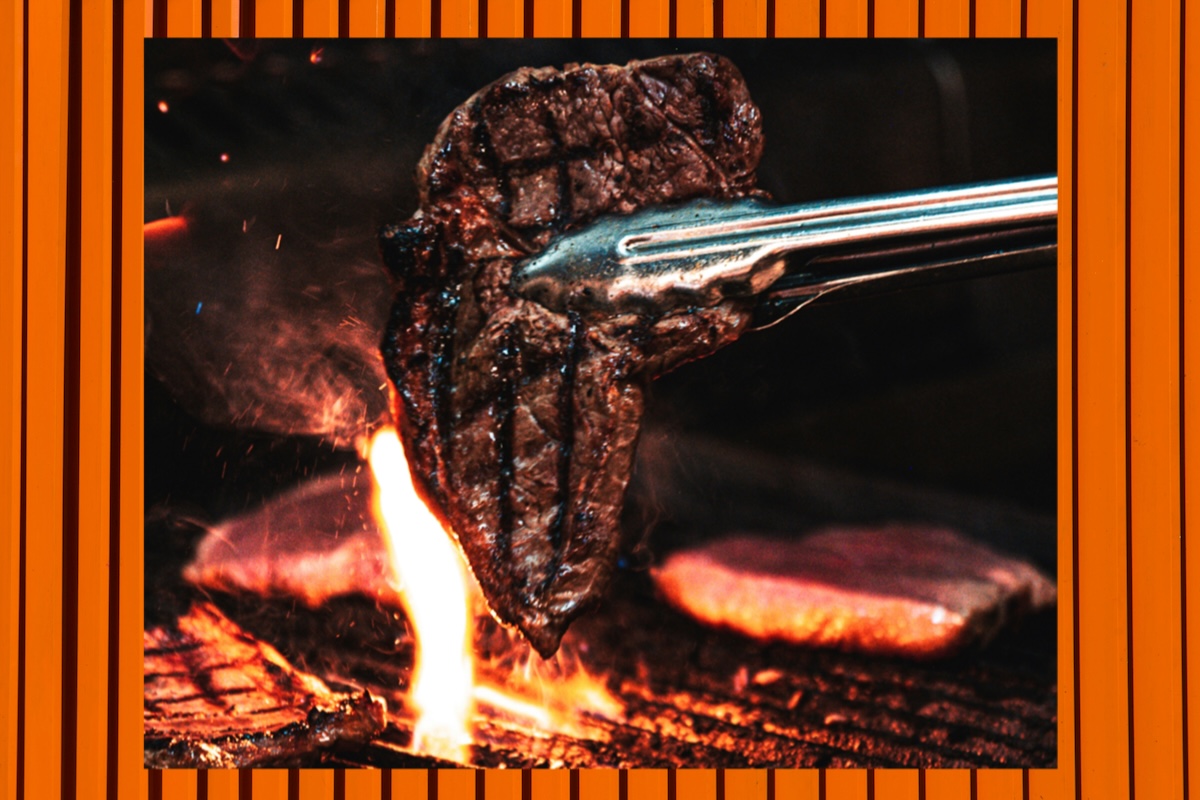Steak. over flames