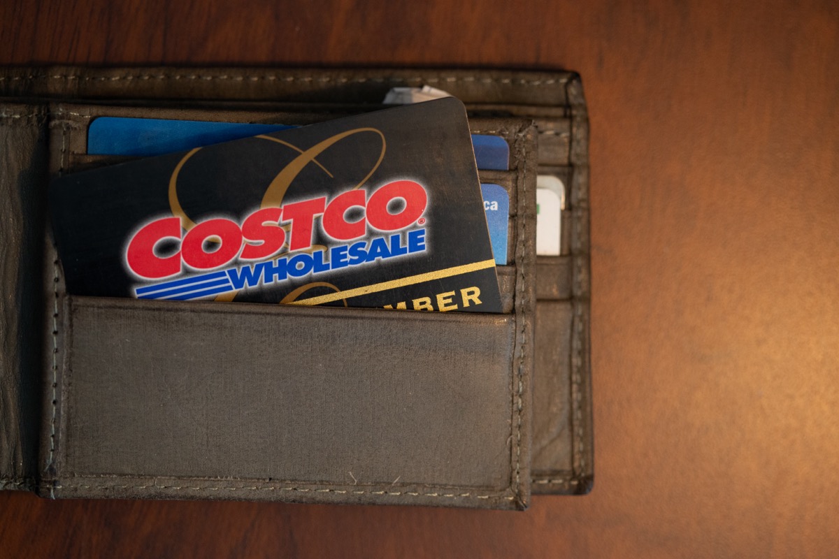Los Angeles, CA - January 3, 2018: Close up of a COSTCO membership card inside a wallet. Wholesale club, only for members, who pay a yearly fee to get access to the stores.
