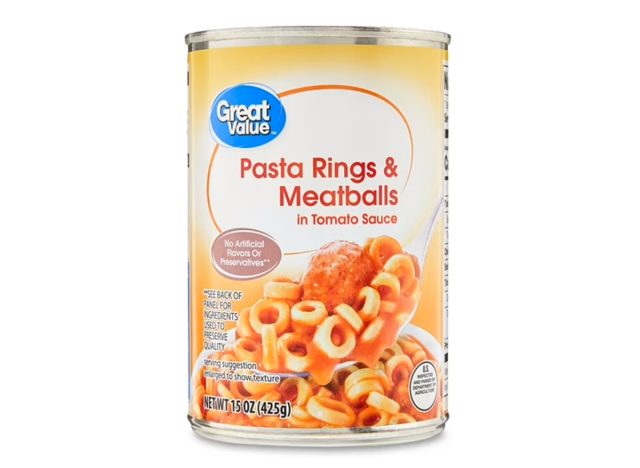 Great Value Spaghetti Rings Pasta with Meatballs in Tomato Sauce