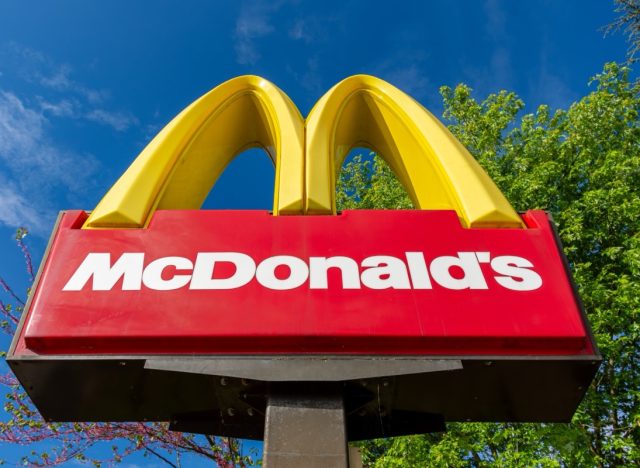 Villers-Saint-Paul, France - May 3, 2024: Sign and logo of a McDonald's restaurant. McDonald's Corporation is an American fast food multinational company with a worldwide presence