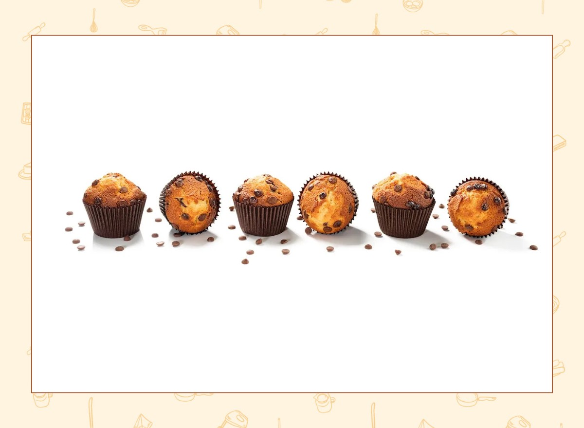 Chocolate,Chip,Muffins,Isolated,On,White,Background.