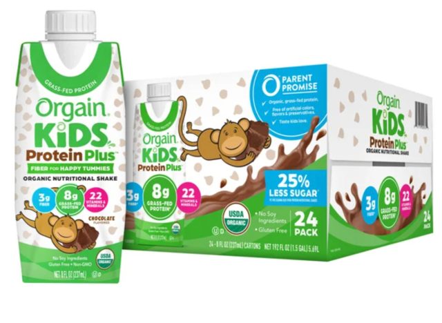 Orgain USDA Organic Kids Nutritional Protein Shake, Chocolate, 8 fl oz, 24-pack