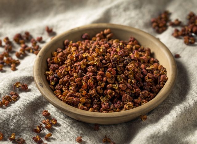 Raw Organic Dry Szechuan Peppercorns in a Bowl