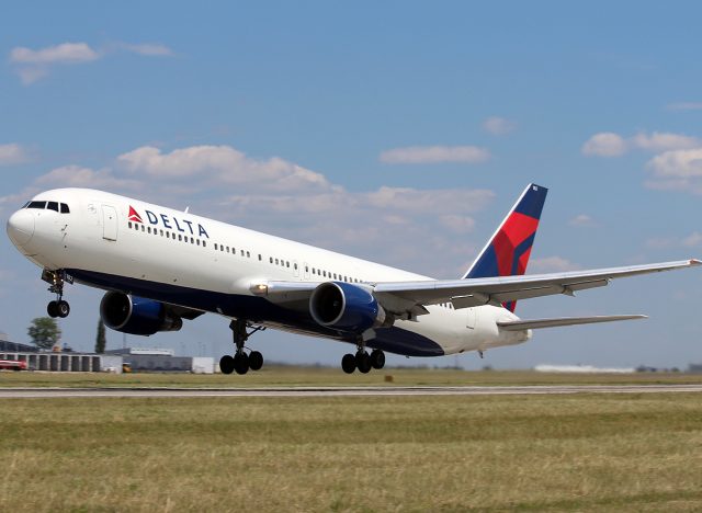 Delta Air Lines Boeing 767 takes off from PRG Airport on June 27, 2012. Delta is one of the biggest airlines in the world serve over 300 destinations around the world