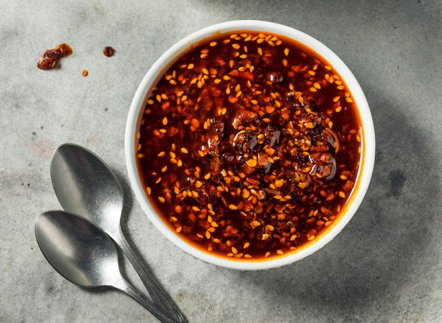 Spicy Hot Chili Crisp Oil in a Bowl