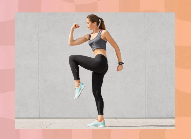 Woman standing on one foot