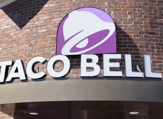 Sacramento, CA, USA October 4th 2023 Taco Bell Sign and Logo in a Restaurant entrance