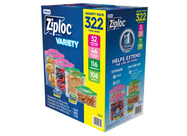 Ziploc Seal Top Bag, Variety Pack, 322-count